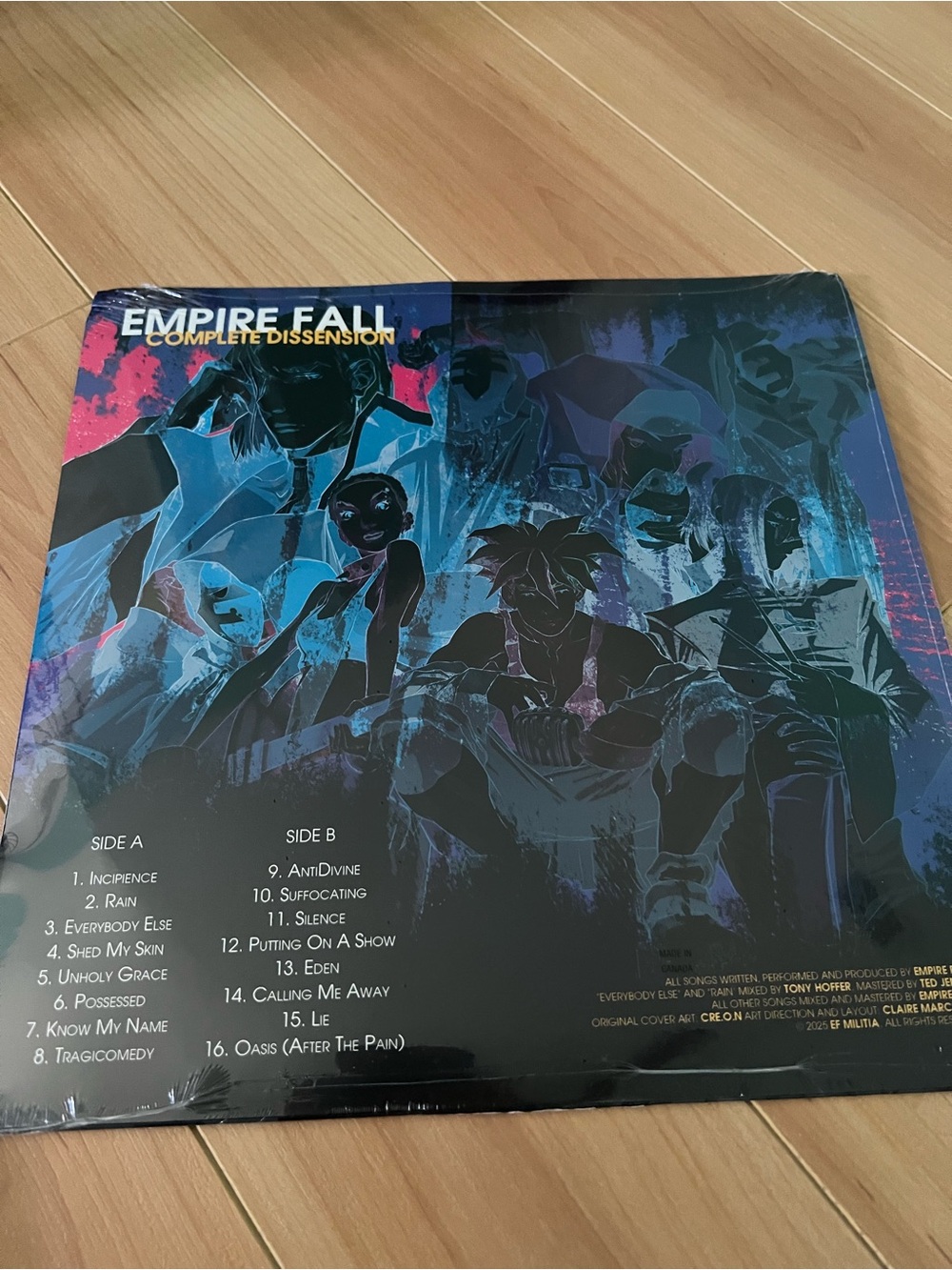 Empire Fall 'Complete Dissension' Vinyl Album Cover - Blue & Purple Artwork